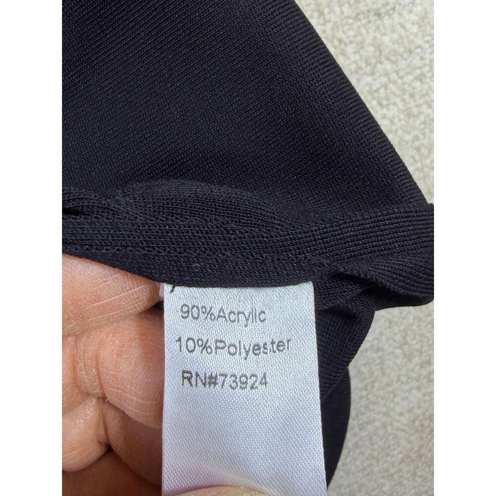 NWT Misook Women's Small Black Pearl Trim Dress 3/4 Sleeve Knit Career Elegant - Picture 4 of 11